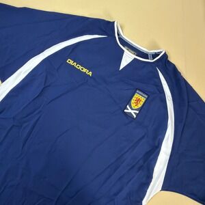 Vintage Scotland National Team Diadora Soccer Training Shirt Jersey Blue Large